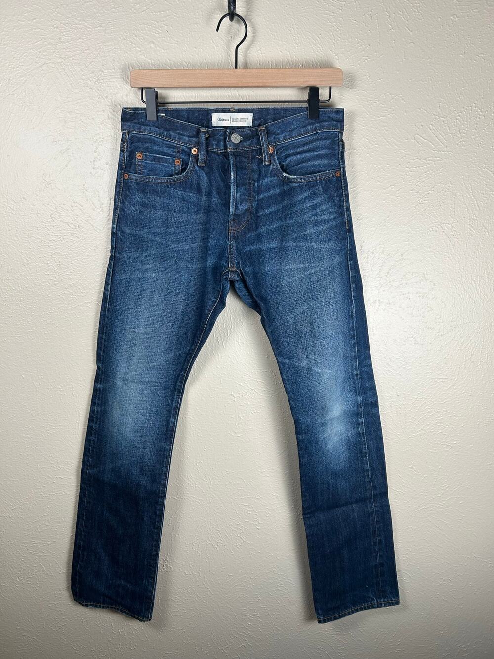 GAP Men's Size 28x30 Jeans Japanese Selvedge Denim Dark Wash Straight Leg Pants